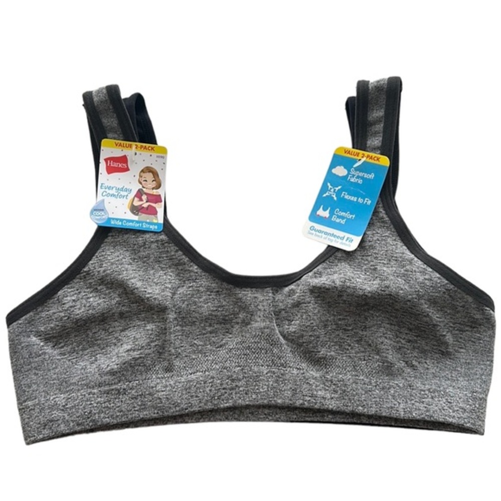 Hanes girls bra 2 pack black and gray